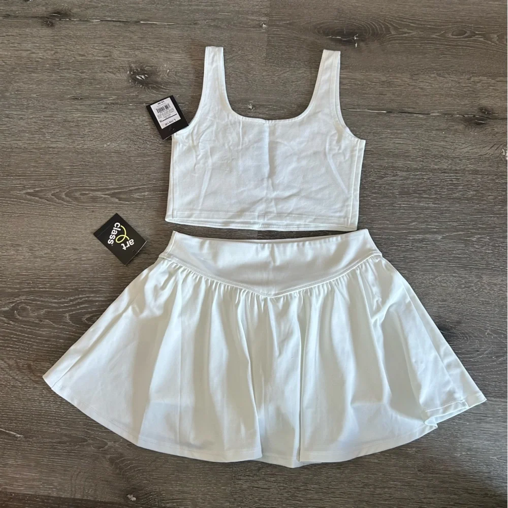 NWT Girls 10/12 White Crop Top Skirt Skort Athletic Set Outfit Art Class - Picture 5 of 5